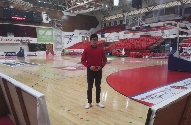 Ion Gonzaga covering PBA basketball games in Dubai